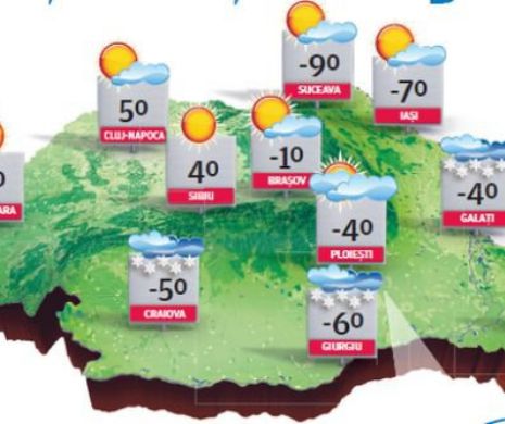 Vremea va fi deosebit de rece, geroasă noaptea cu cer temporar noros și condiții de fulguială | PROGNOZA METEO