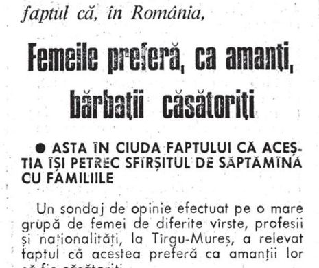 Femeile nemăritate își doresc amanți cu nevastă | MEMORIA EVZ
