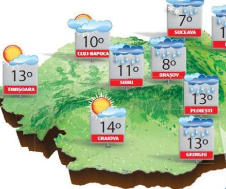 În majoritatea regiunilor vor predomina ploile, iar la munte se va depune strat nou de zăpadă | PROGNOZA METEO