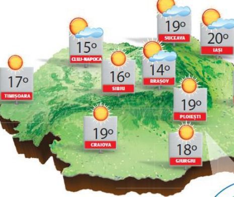 Se întoarce vremea frumoasă cu temperaturi de până la 22 de grade Celsius | PROGNOZA METEO