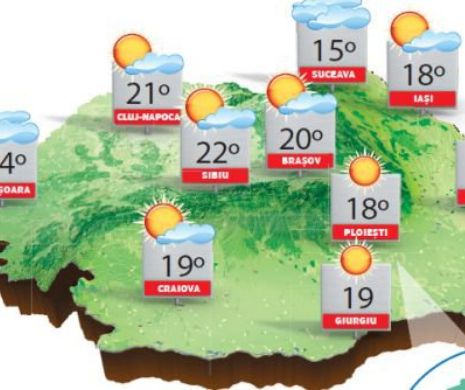 Vom avea două zile cu temperaturi ridicate, dar, de sâmbătă, vremea schimbă foaia | PROGNIZA METEO
