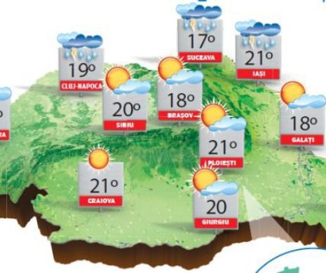 Vreme foarte caldă cu cer variabil și vânt slab, în cea mai mare parte a țării | PROGNOZA METEO