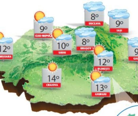 Vreme normală din punct de vedere al temperaturilor, dar cerul rămâne variabil | PROGNOZA METEO