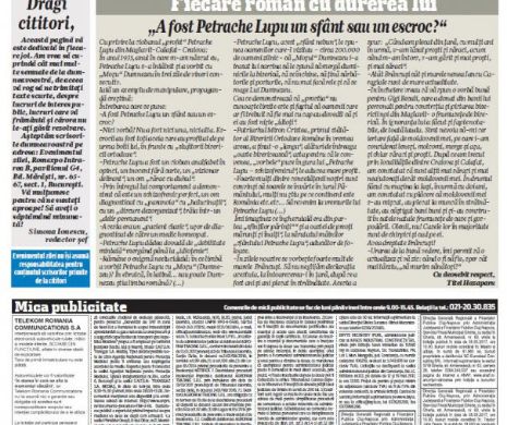 CUVÂNTUL CITITORULUI. „A fost Petrache Lupu un sfânt sau un escroc?”