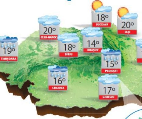 Se răcește simțitor, iar ploile însoțite de descărcări electrice sunt tot mai prezente | PROGNOZA METEO