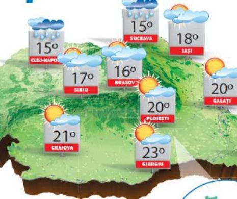 Vreme frumoasă cu cer variabil, vânt slab și temperaturi peste cele normale perioadei | PROGNOZA METEO