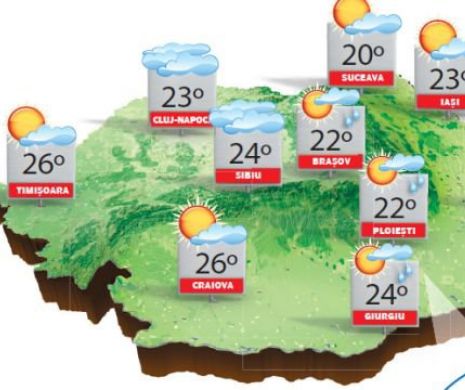 Temperaturile se vor menține la valorile normale specifice perioadei, dar ploile nu ne dau pace | PROGNOZA METEO