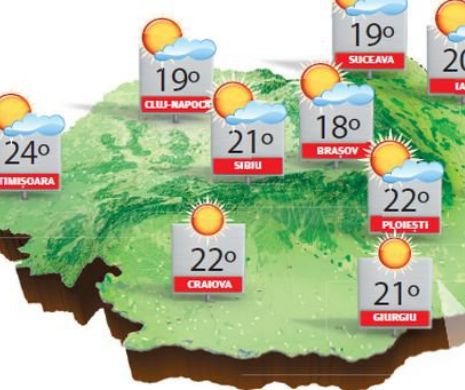 Vreme din ce în ce mai caldă, cu temperaturi de până la 24 de grade Celsius | PROGNOZA METEO