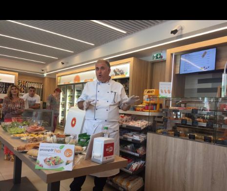Maestrul bucătar Horia Vîrlan, spectacol culinar cu salatele „Hei” din staţiile Rompetrol