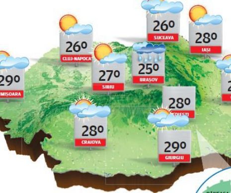 Vreme deosebit de caldă cu maxime ce urcă până la 29 de grade Celsius | PROGNOZA METEO