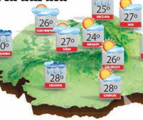 Weekend cu vreme, în general, instabilă, cu înnorări și ploi de scurtă durată | PROGNOZA METEO