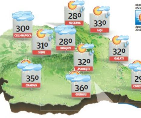 Cod galben de căldură și disconfort termic accentuat, mai ales în regiunile din sud și vest