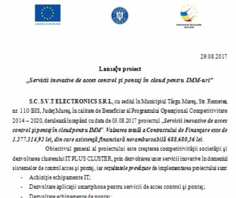Lansare proiect „Servicii inovative de acces control şi pontaj în cloud pentru IMM-uri” (P)