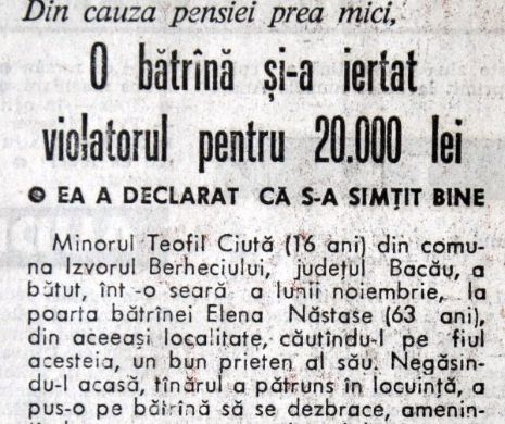 O babă și-a iertat violatorul minor pentru 20.000 de lei