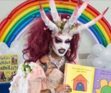 La aşa ceva nu vă aşteptaţi!  Un  TRAVESTIT a ţinut ora de LECTURĂ la BIBLIOTECĂ pentru copii