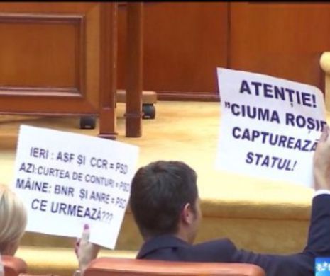 PROTEST în PARLAMENT în timpul discursului lui DRAGNEA