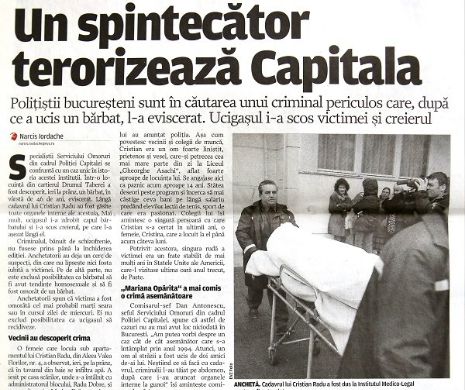 Spintecătorul din București și-a eviscerat victima și i-a scos creierul
