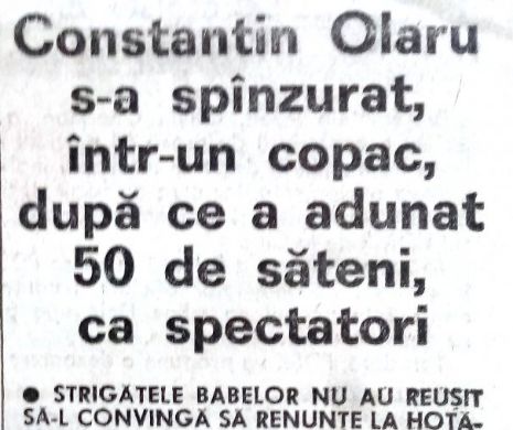 Constatin Olaru s-a spânzurat într-un copac după ce a adunat 50 de săteni, ca spectatori