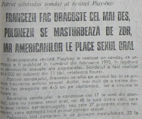 Datele INCREDIBILE ale ultimului SONDAJ PLAYBOY. Memoria EvZ