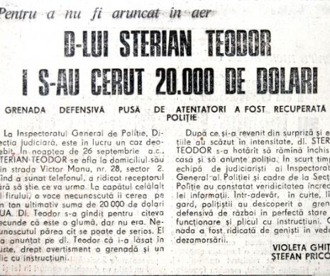 I-au pus în curte o grenadă defensivă și un plic cu instrucțiuni. Dă-ne 20.000 de dolari ca să nu te aruncăm