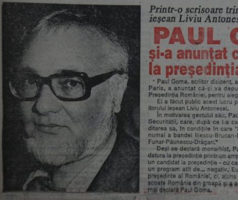 Paul Goma și-a anunțat candidatura la președinția României. Memoria EvZ