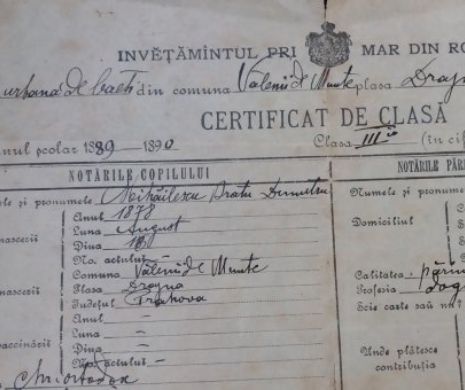 Povestea unei fotografii. Certificatul de clasă al anului școlar 1889-1890