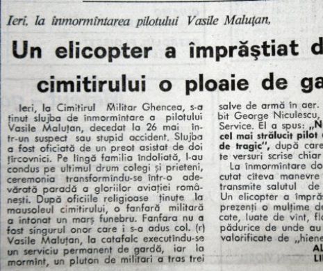 La înmormântarea pilotului lui Ceaușescu a plouat cu flori din cer
