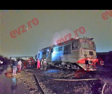 ALERTĂ la Constanța. INCENDIU la LOCOMOTIVA unui tren de vagoane cu MOTORINĂ