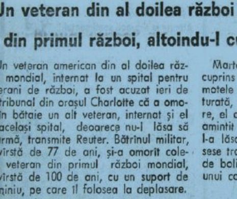 Un soldat din al II-lea Război Mondial a omorât un veteran din prima conflagrație mondială (1997)