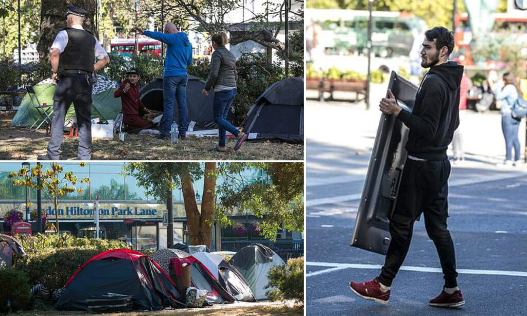 Românii s-au instalat în centrul Londrei. Poliția a intervenit în forță