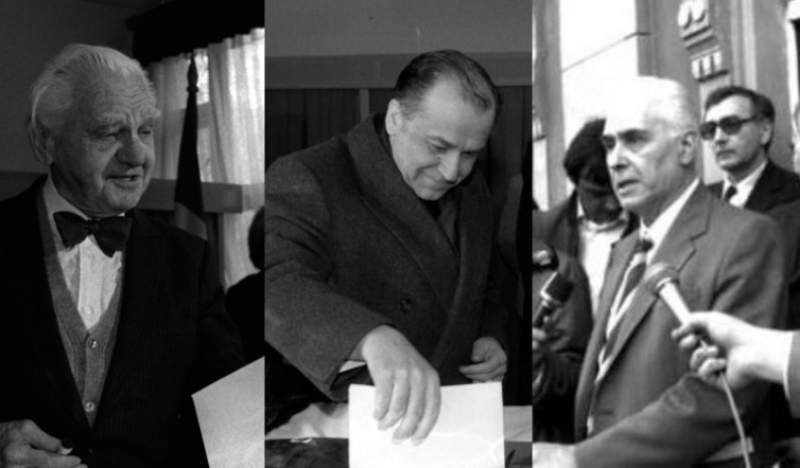 Ion Iliescu votând la alegerile din 1990