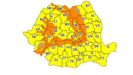 Vremea. Cod Portocaliu de vânt și viscol