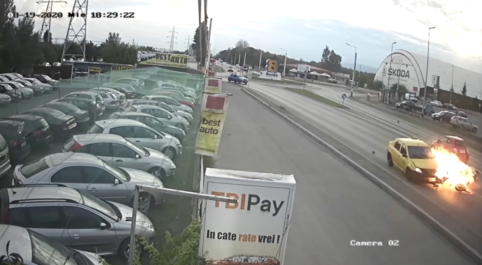 Imagini incredibile la Buzău! Un polițist a fost lovit intenționat de o mașină