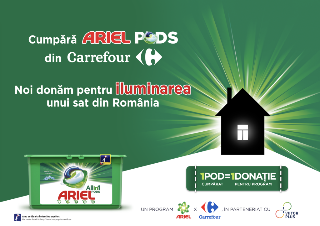 POD cu POD luminezi o casă - o campanie Ariel și Carrefour, în parteneriat cu ViitorPlus (P)