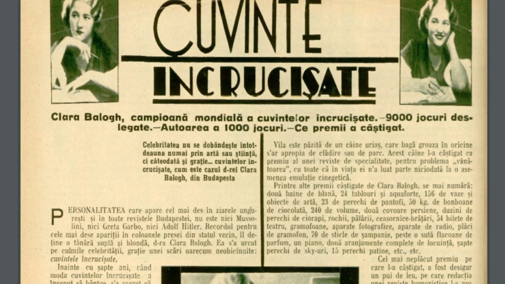 Cuvintele încrucișate o urcă pe Clara Balogh pe culmile celebrității