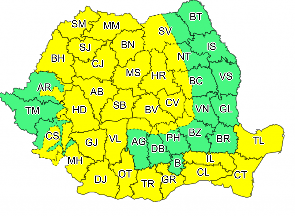 Vine vijelia. A fost extins codul galben de vreme rea în aproape toată țara