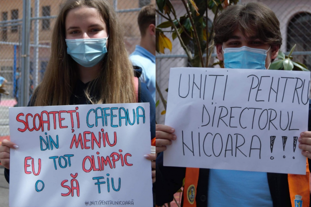 Protestul elevilor de la Oradea. Au ieșit în stradă pentru că a fost demis directorul liceului