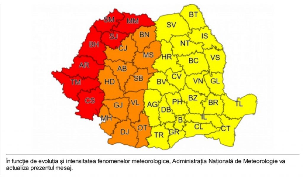 Alertă ANM. Intensificări ale vântului și cantități importante de precipitații