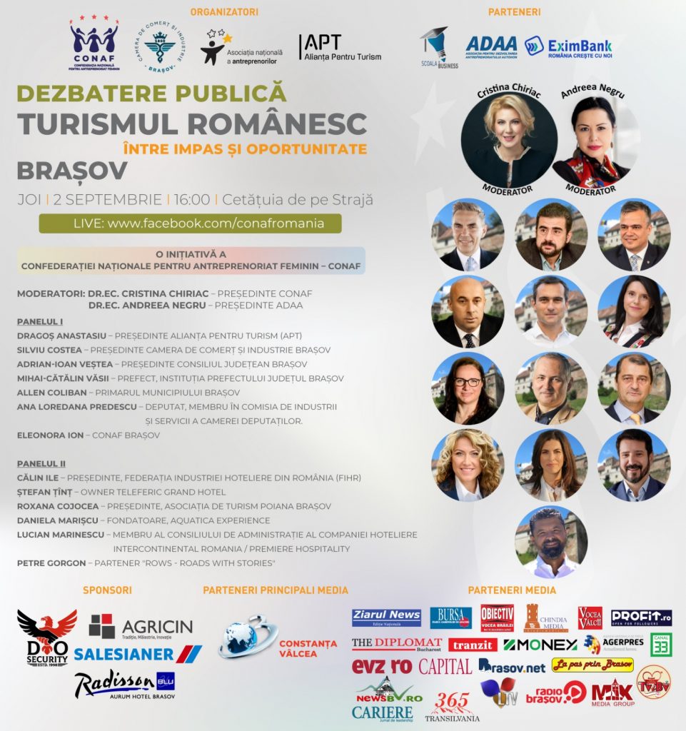 Brașov - „Turismul românesc: între impas și oportunitate”- dezbatere publică care pune accent pe soluțiile de revenire a turismului în era post-pandemie