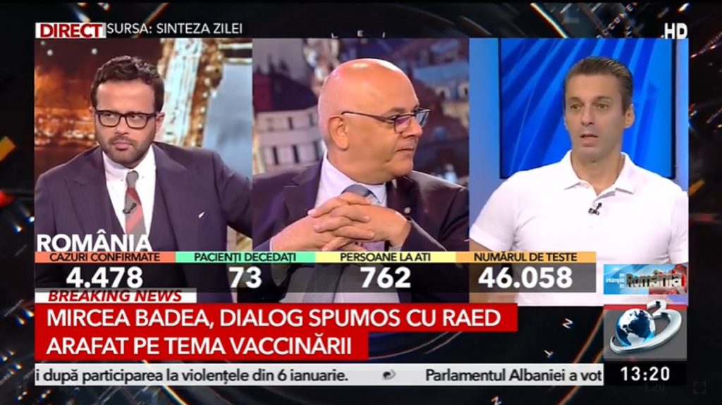 Mircea Badea i-a pus lui Arafat o întrebare despre vaccinare. Încolțit, șeful DSU a spus-o
