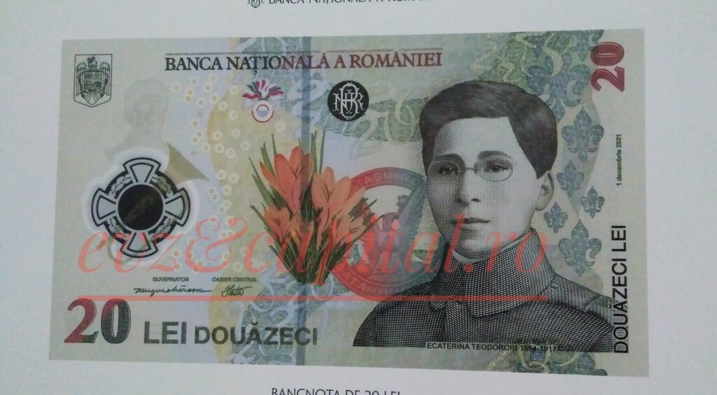 Bancnota de 20 de lei a intrat în circulație. Este prima de acest fel pe care apare chipul unei femei
