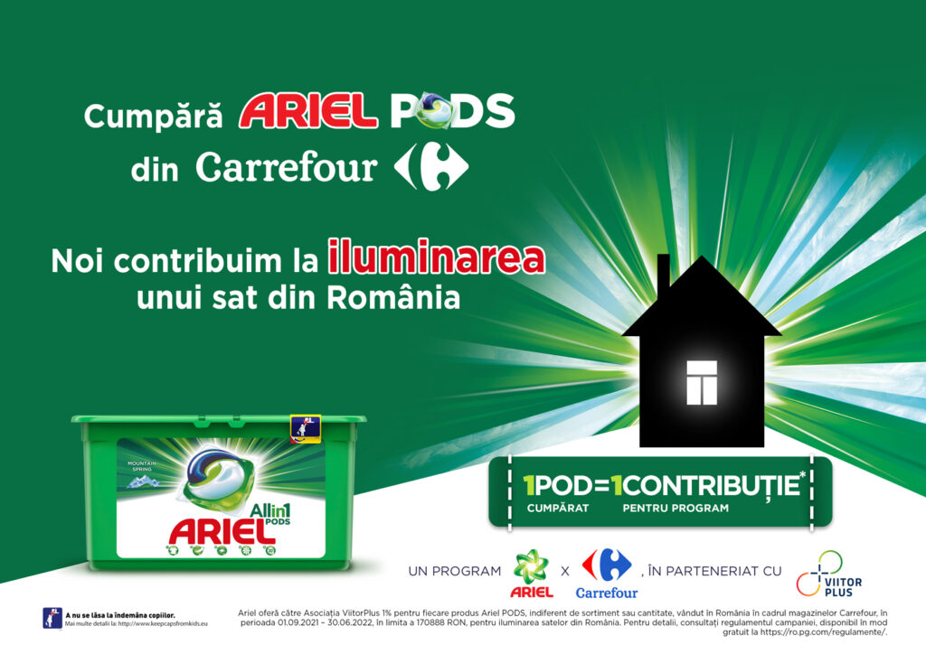 POD cu POD luminezi o casă - campania Ariel și Carrefour, în parteneriat cu ViitorPlus, se extinde într-o nouă comunitate