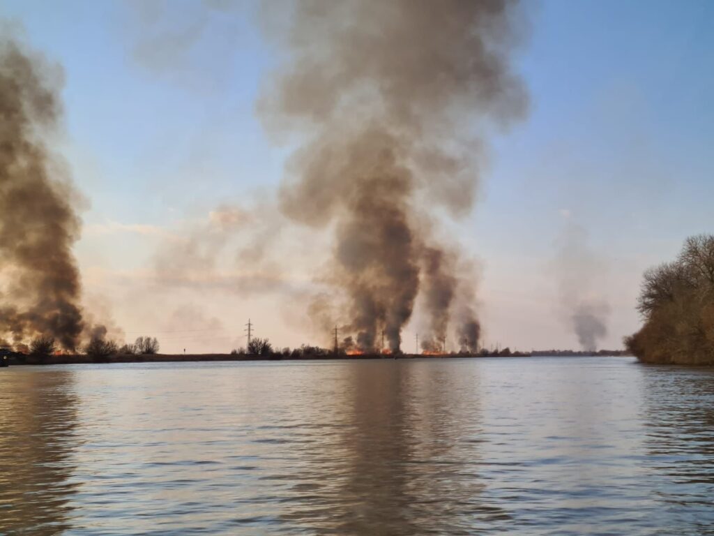 Ironii după ce ISU Tulcea a monitorizat și fotografiat un incendiu de vegetație la Sulina. „Altceva ce să facă?”