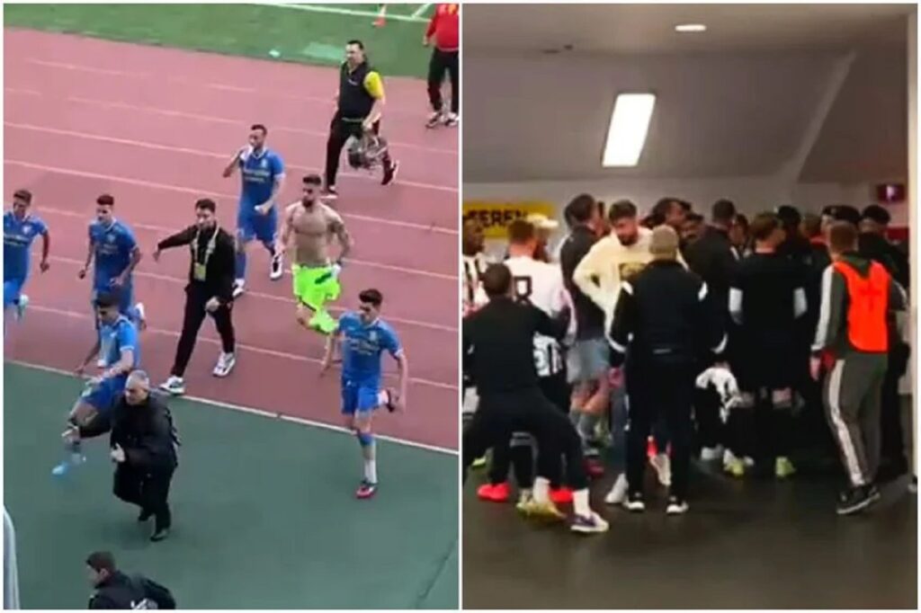 Bătaie ca pe maidan în fotbalul cu pretenții din România. Haosul a fost potolit, cu greu, de forțele de ordine