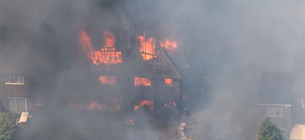 Incendii de vegetație spectaculoase la Londra. Focul a distrus mai multe clădiri de la periferia metropolei. Video