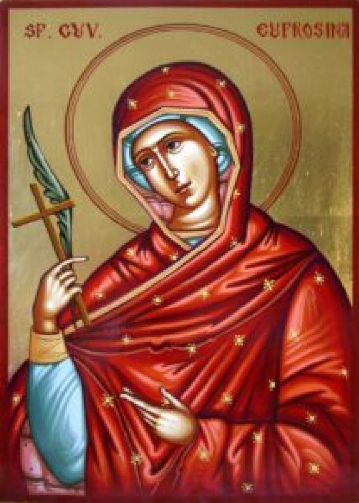 Calendar ortodox, 25 septembrie. Preacuvioasa Maica Eufrosina, fiica lui Pafnutie Egipteanul