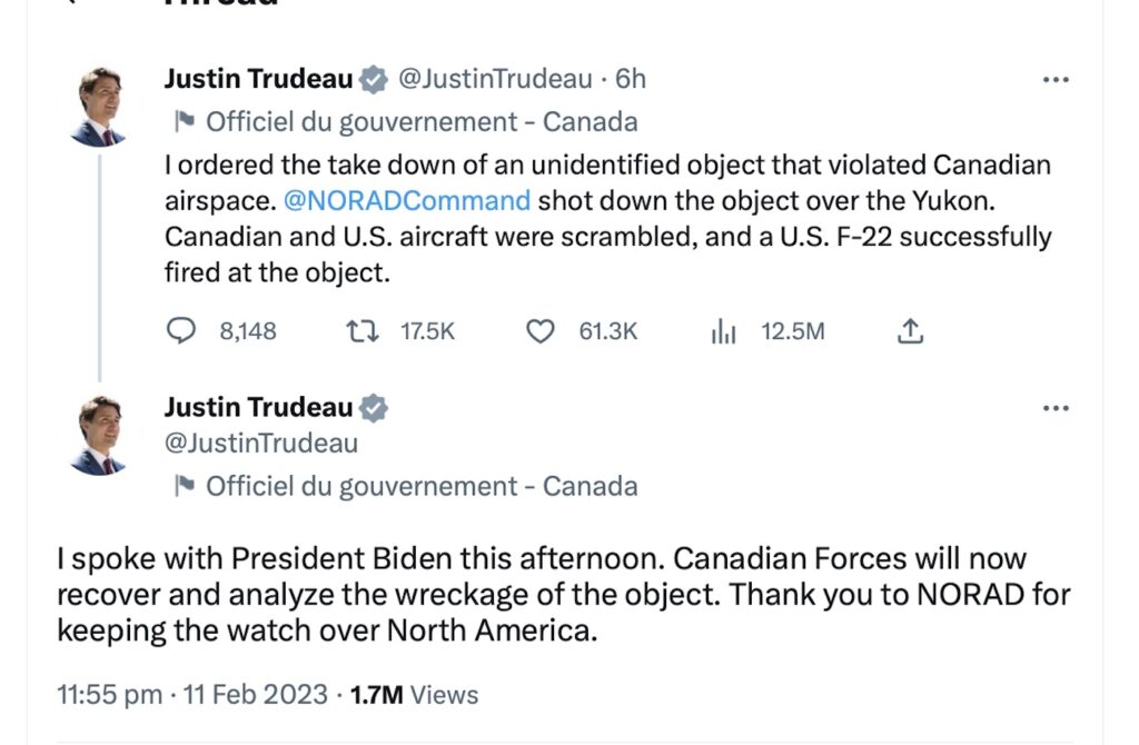 Un obiect zburător neidentificat a fost doborât de un F-22 deasupra Canadei. OZN sau avion de spionaj?