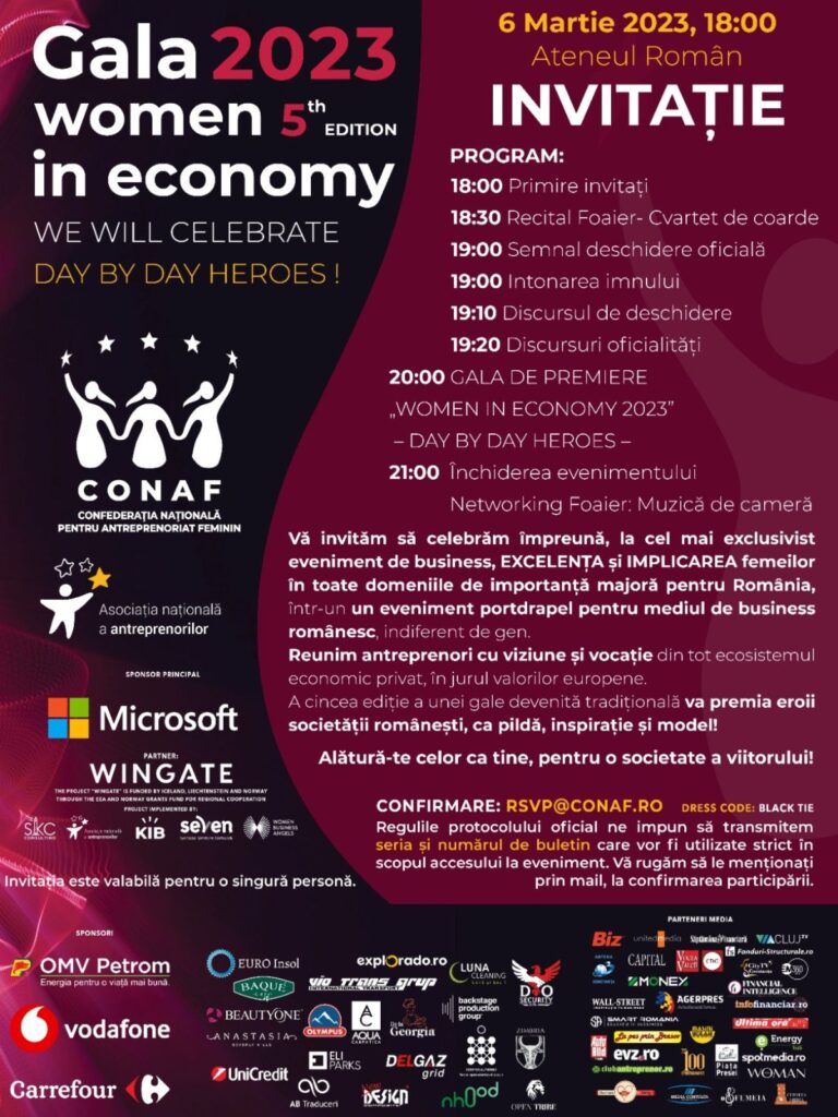 Gala „Woman in Economy” a ajuns la cea de a V-a ediţie. Cristina Chiriac: „Dividendul nostru este impulsul pentru egalitatea de gen”