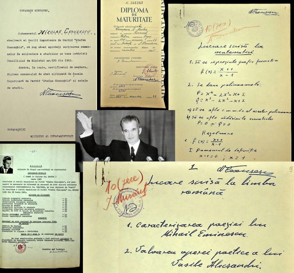 Dezvăluiri despre situația școlară a lui Nicolae Ceaușescu. Notele cu care și-a luat „Diploma de Maturitate”. Facsimile