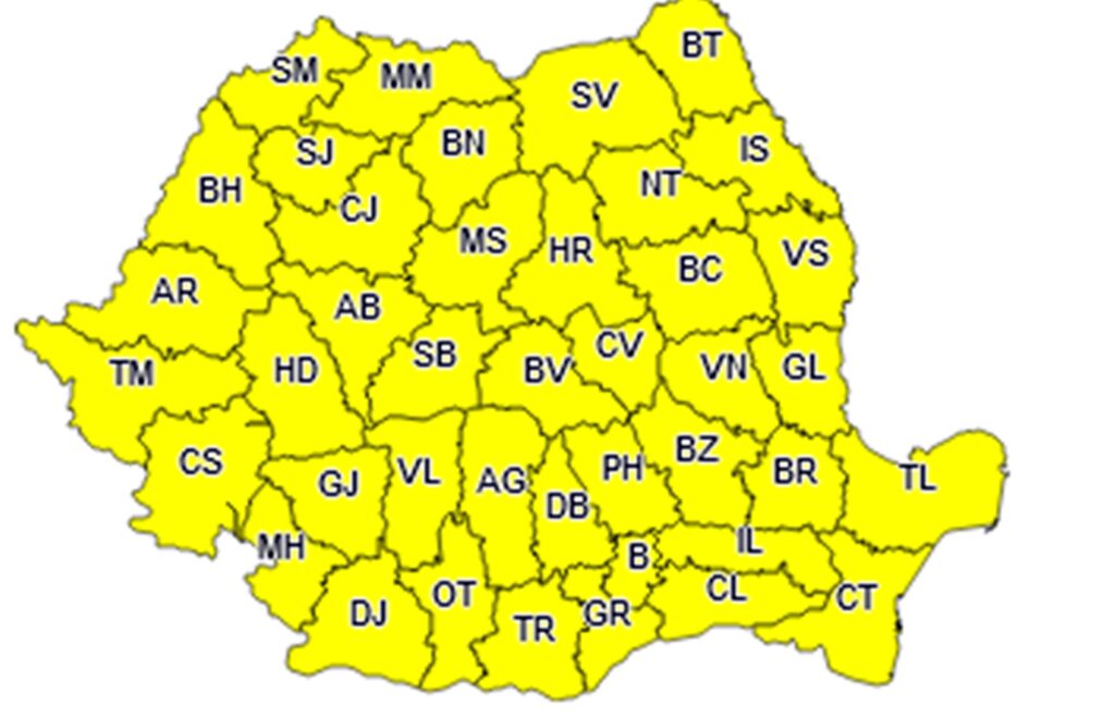 Meteorologii au emis un cod galben pentru toată România. Cum va fi vremea în acest weekend